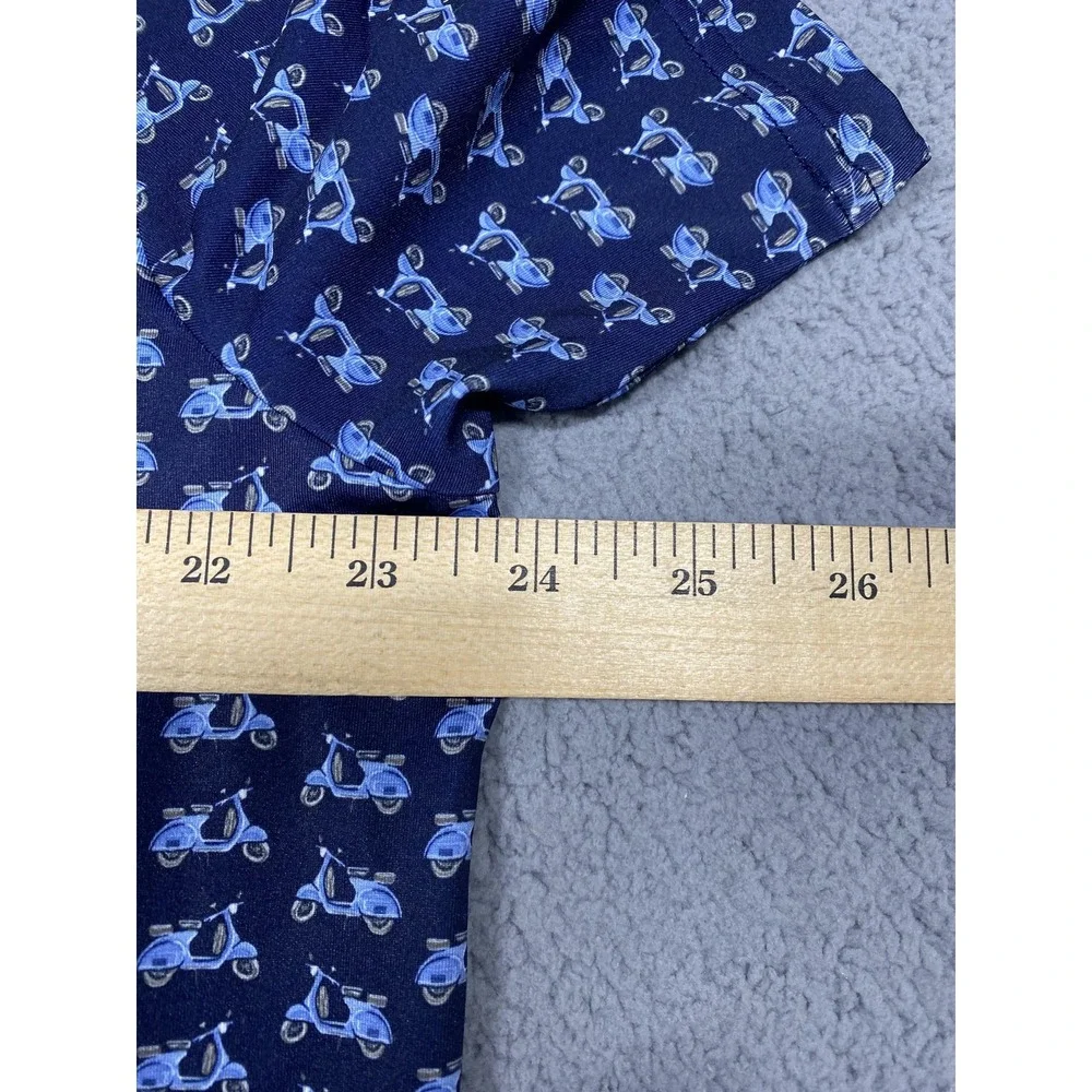 Ralph Lauren RLX Borgata‎ Scooter Print Polo Shirt Mens Large Blue Golf Stretch